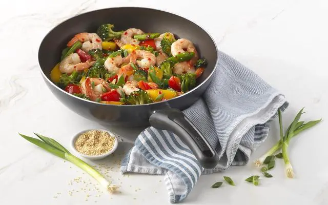 Alt view image 2 of 5 - GoodCook Everyday Nonstick 11-Inch Stir Fry Pan, Deep Walled Skillet for Easy Mixing, Even-Heating Aluminum Wok, Ergonomic Handle, Charcoal Silicone Lacquer, Black Frying Pan