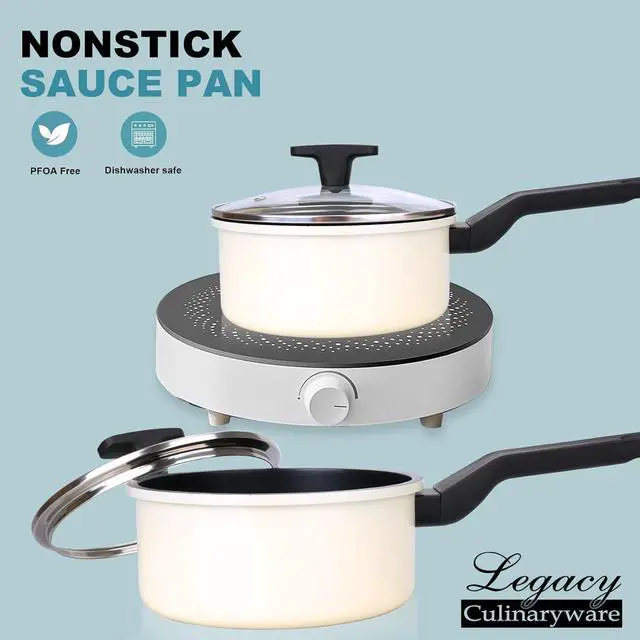 Alt view image 2 of 7 - Nonstick Sauce Pan with Lid,1.5QT small pot, PFOA Free,Kitchen Pots Induction Pot,Cream