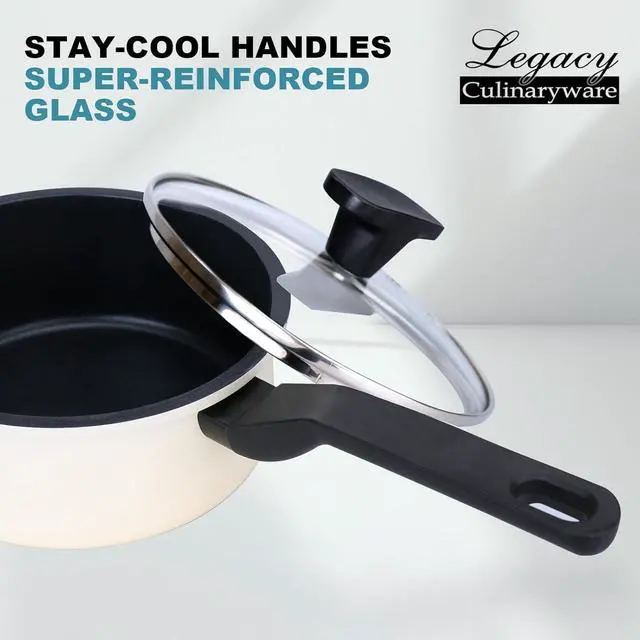 Alt view image 5 of 7 - Nonstick Sauce Pan with Lid,1.5QT small pot, PFOA Free,Kitchen Pots Induction Pot,Cream