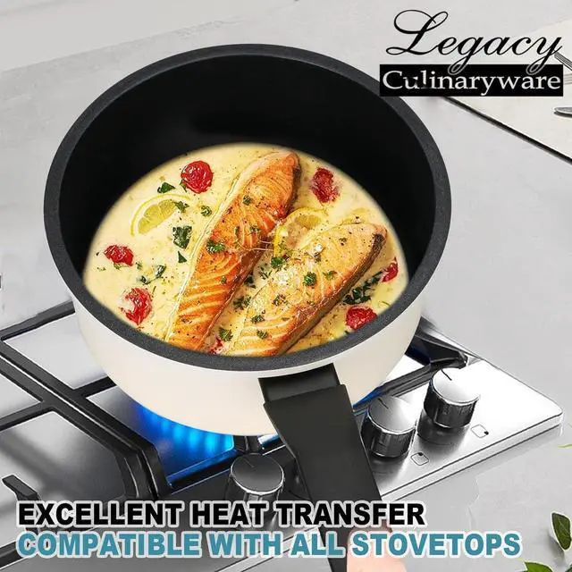 Alt view image 6 of 7 - Nonstick Sauce Pan with Lid,1.5QT small pot, PFOA Free,Kitchen Pots Induction Pot,Cream