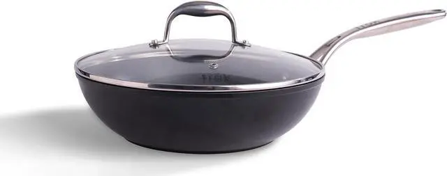 Main image of All-In-One Non-Stick Fry Pan Meets Wok with Lid, 11-Inch, Black & Silver
