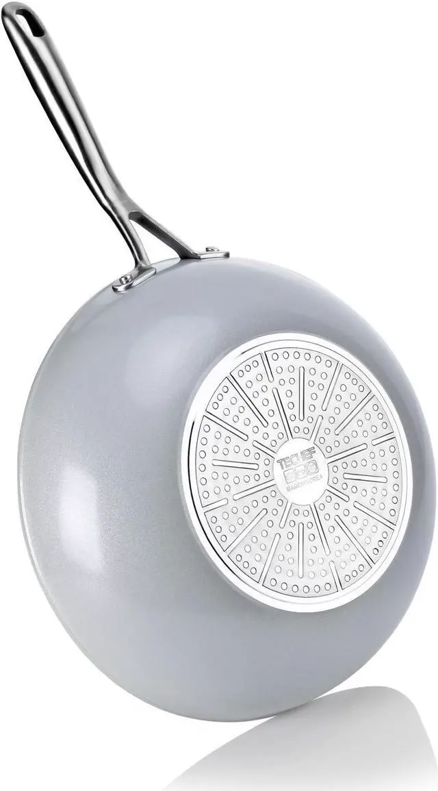 Alt view image 7 of 7 - TECHEF - CeraTerra 12" Ceramic Nonstick Flat Bottom Wok/Stir-Fry Pan - PFOA, PTFE, PFAS Free, Dishwasher and Oven Safe, Made in Korea (12-in)