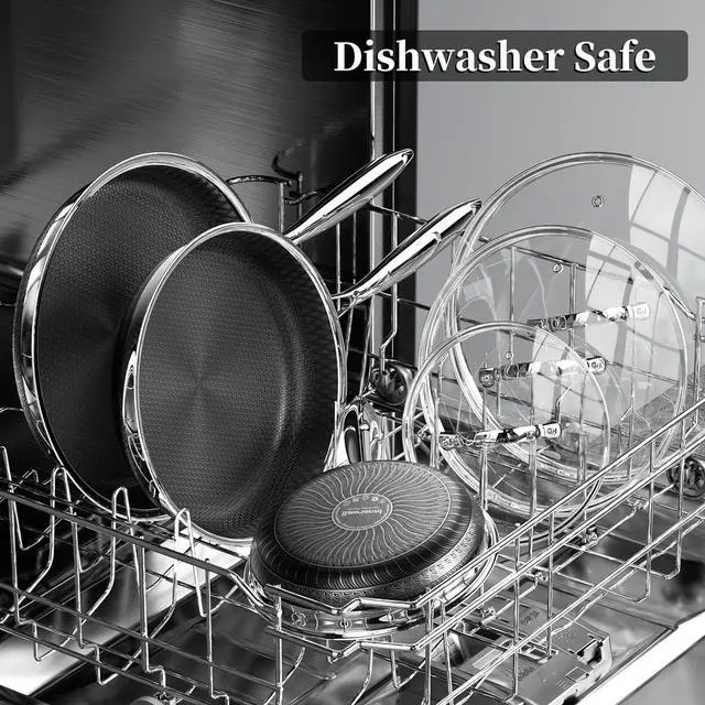 Alt view image 7 of 7 - Nonstick Titanium Ceramics Stainless Steel Frying Pan Set, 6 Pieces Nonstick Honeycomb Stainless Steel Frying Pan Set, Non Stick Egg Omelet Cooking Pan Set, Induction Compatible, PFAS Free