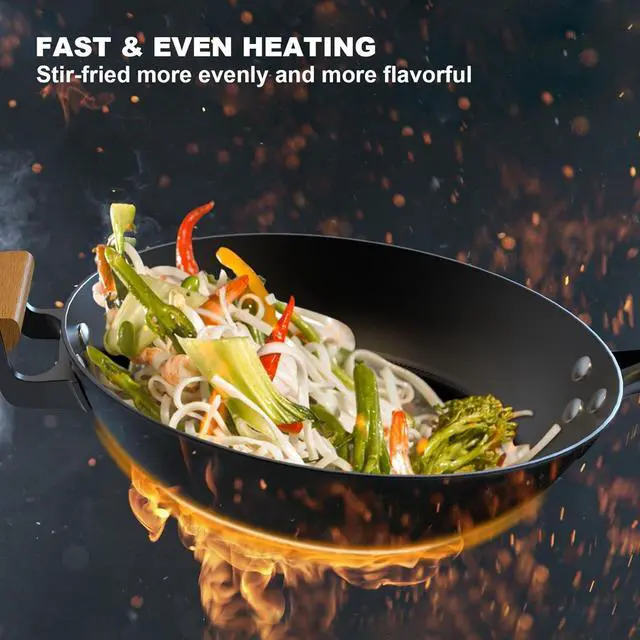 Alt view image 3 of 6 - imarku NonStick Wok Pan, 12.6 inch Woks & Stir-Fry Pans Nonstick, Cast Iron Wok with Detachable Handle, Easy Clean Nonstick Frying Pan, Compatible with All Cooktops, Best Gifts for Women/Men