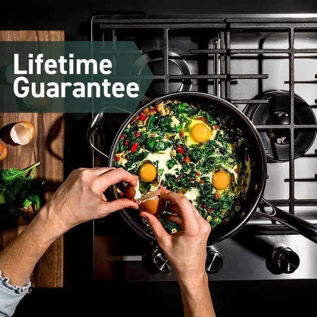 Alt view image 6 of 6 - HexClad Hybrid Nonstick 3.3 Qt Deep Sauté Pan and Lid, Dishwasher and Oven-Safe, Induction Ready, Compatible with All Cooktops