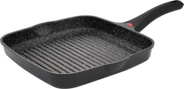 Alt view image 2 of 7 - 11 Inch Non Stick Grill Pan Granite Coated with Pour Spout - Lightweight 2.66 Quart Grill Pan for Indoor Cooking with Grip Handle - Induction Compatible PFOA Free Stove Top Grill (Black)
