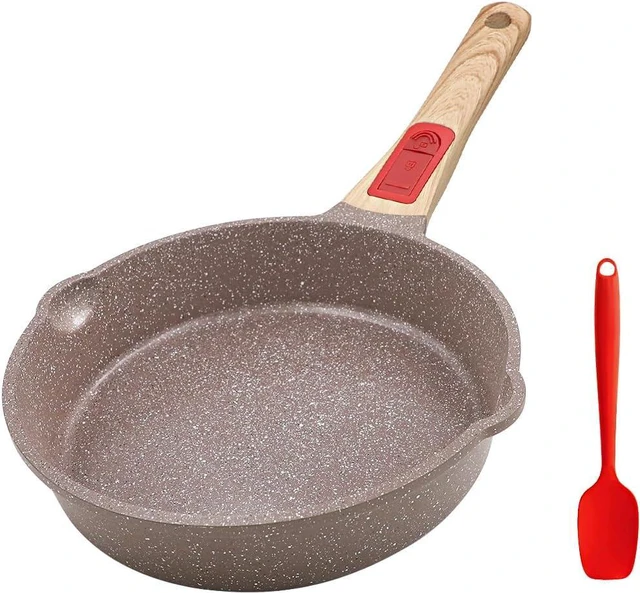 Main image of 8 Inch Nonstick Ceramic Deep Frying Pan, Small Egg Omelette Pan with Removable Handle, Aluminum Sauté Pan Compatible with All Stovetops, Dishwasher& Oven Safe (Brown)