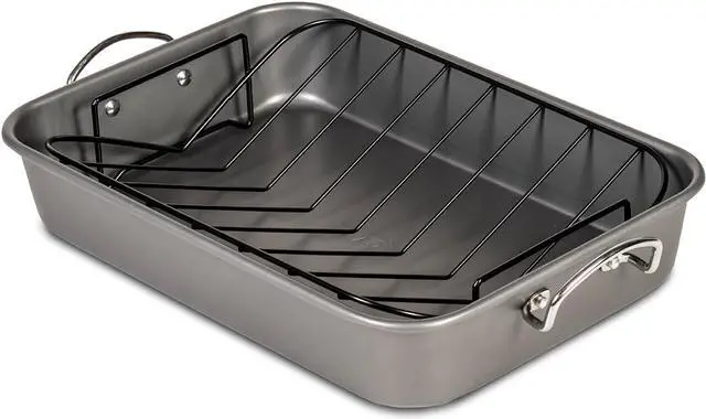 Main image of Glad Roasting Pan Nonstick 11x15 - Heavy Duty Metal Bakeware Dish with Rack - Large Oven Roaster Tray for Baking Turkey, Chicken, and Veggies