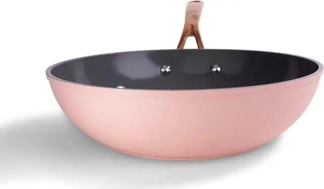 Alt view image 2 of 6 - All-In-One Platinum Non-Stick Fry Pan Meets Wok with Lid, 11-Inch, Blush & Rose Gold