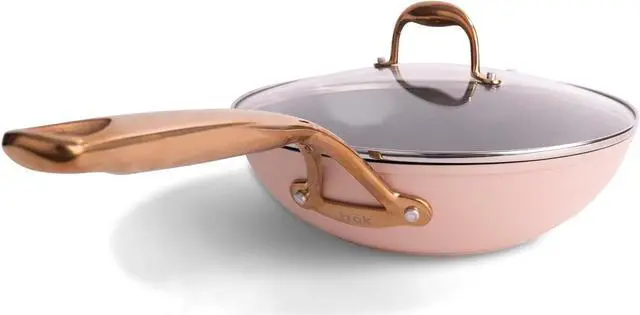 Alt view image 3 of 6 - All-In-One Platinum Non-Stick Fry Pan Meets Wok with Lid, 11-Inch, Blush & Rose Gold