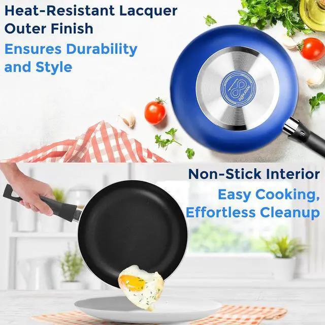 Alt view image 4 of 7 - SereneLife 20-Piece Blue Cookware and Knives Set - Includes Multi-Sized Nonstick Pots and Pans with Lids and Utensils, Heat Resistant, Dishwasher Safe