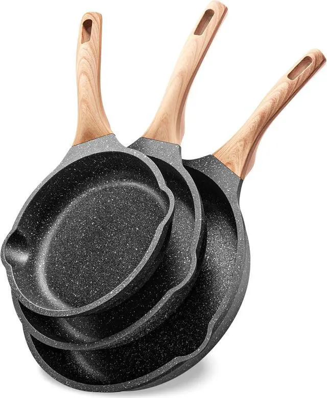 Main image of Non Stick Frying Pan Set Granite Skillet Set with 100% PFOA & PTFE Free, Induction Egg Omelette Pans for Cooking Pan Set, Cookware Set Nonstick Pots and Pans Set Gift for Women