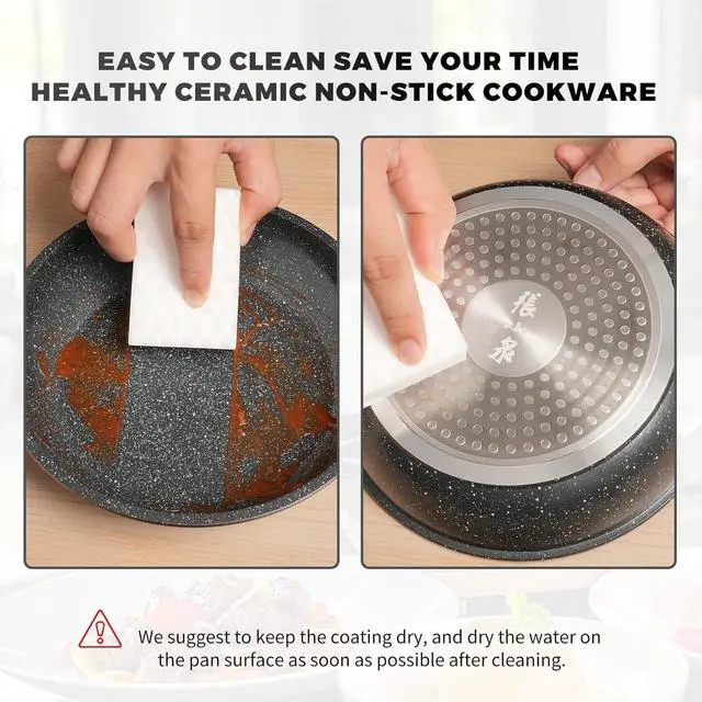 Alt view image 7 of 7 - ZHANG XIAO QUAN SINCE 1628 Pots and Pans Set Non Stick, Black Pots and Pans Set, 6PCS Aluminium Oven Safe Cookware Set, PTFE/PFAS/PFOA Free Cookware, Non Stick Pots and Pan Set Detachable Handle