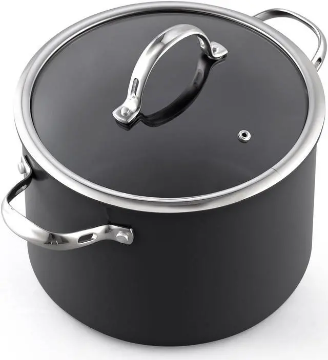 Main image of Cooks Standard Stockpot Dutch Oven Casserole with Glass Lid, 8-Quart Classic Hard Anodized Nonstick Soup Pot, Black