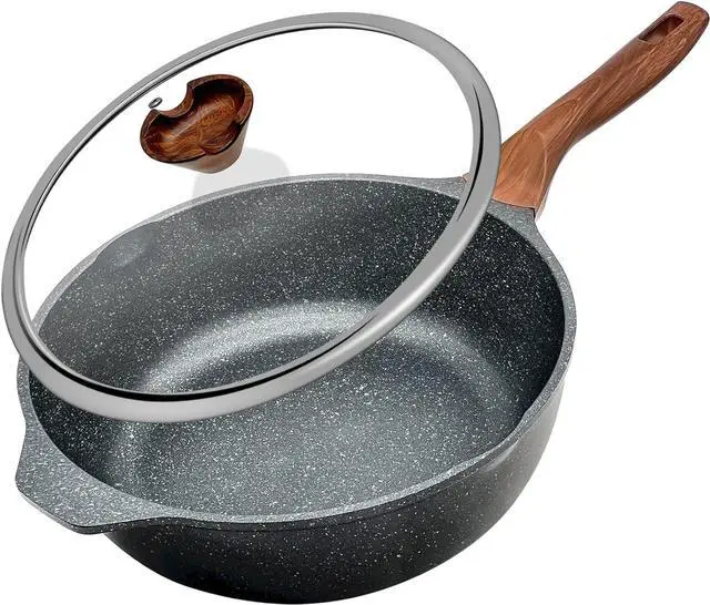 Main image of Frying Pan with Lid Nonstick Skillet 11 Inch Wok Pan with Flat Bottom Woks & Stir-fry Pans for Electric, Induction and Gas Stoves