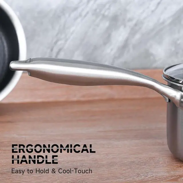 Alt view image 5 of 6 - LOLYKITCH Hybrid Tri-Ply Stainless Steel Non-Stick Saucepan Set of 2,1.5QT & 2.5QT Sauce Pots,Induction Pots and Pans Set,Heavy Duty and Oven Safe.