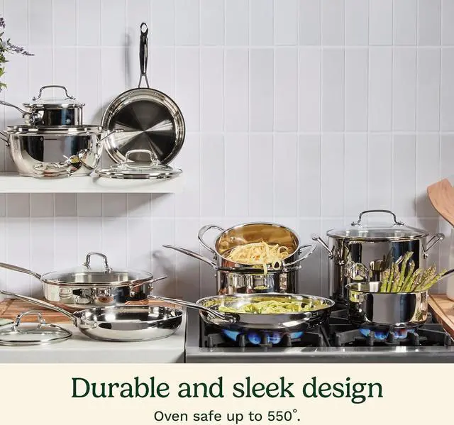 Alt view image 2 of 7 - Cuisinart 17-Piece Cookware Set, Chef's Classic Steel Collection 77-17N