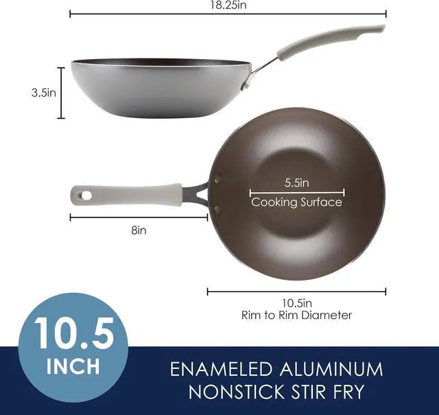 Alt view image 2 of 7 - Rachael Ray Cook + Create Nonstick Stir Fry Pan/Wok, 10.5 Inch, Gray