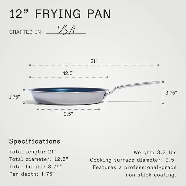 Alt view image 5 of 6 - Made In Cookware - 12" Non Stick Frying Pan (Harbour Blue) - 5 Ply Stainless Clad Nonstick - Professional Cookware - Crafted in USA - Induction Compatible