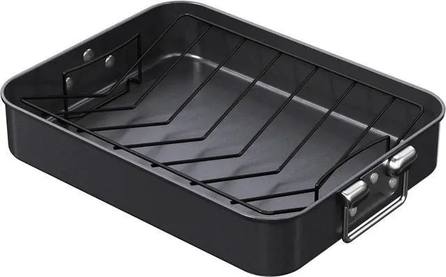 Main image of CHEFMADE Roasting Pan, 16-Inch Non-Stick Turkey Roaster Lasagna Pan with Rack - Rectangular Deep Dish Chicken Roaster Pan 16.3" x 12.52" x 3.11"(Black)