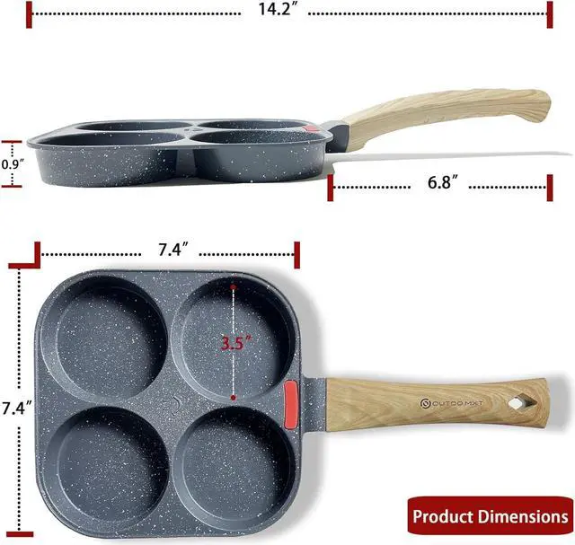 Alt view image 2 of 6 - Egg Pan Omelette Pan 4-Cup Nonstick Breakfast Pancake Pan, Fried Egg Cooker Suitable for Breakfast Swedish Pancake, HamBurger, Kitchen Cooking Tool for Gas Stove, Induction Cookware