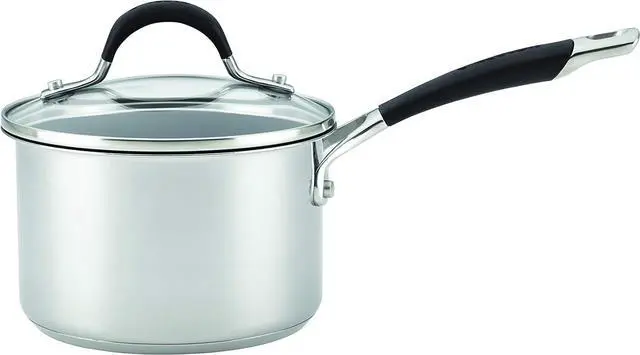 Alt view image 3 of 7 - Circulon Momentum Stainless Steel Sauce Pan/Saucepan with Lid, 2 Quart, Silver
