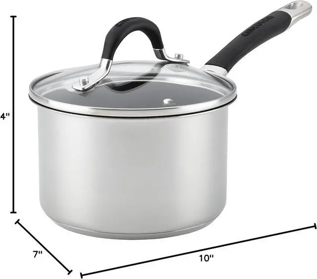 Alt view image 7 of 7 - Circulon Momentum Stainless Steel Sauce Pan/Saucepan with Lid, 2 Quart, Silver
