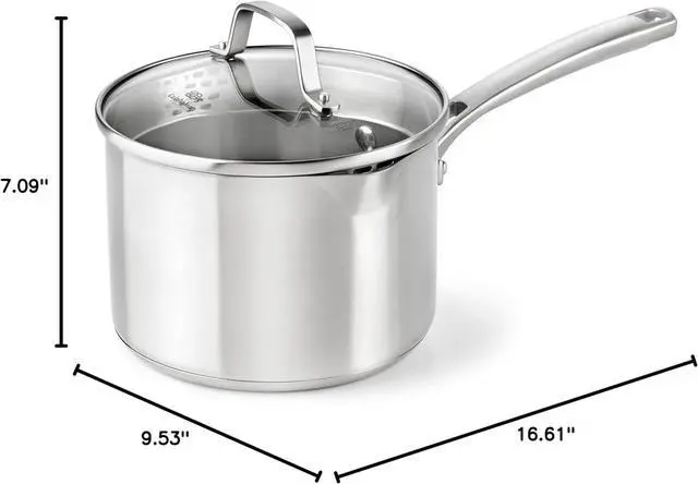 Alt view image 7 of 7 - Calphalon Classic Stainless Steel 3.5-Quart Sauce Pan with Cover