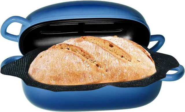 Main image of Dutch Oven for Bread Baking - 2.5QT Bread Pans for Homemade Bread with Perforated Non-Stick Silicone Liner Cast Iron Bread Pan Dutch Oven Loaf Pan with Lid and Loop Handles for Homemade Breadmaking