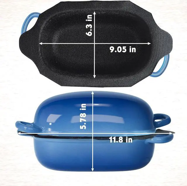 Alt view image 4 of 7 - Dutch Oven for Bread Baking - 2.5QT Bread Pans for Homemade Bread with Perforated Non-Stick Silicone Liner Cast Iron Bread Pan Dutch Oven Loaf Pan with Lid and Loop Handles for Homemade Breadmaking