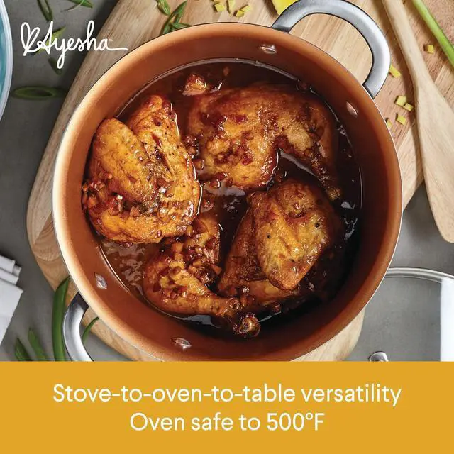Alt view image 2 of 7 - Ayesha Curry Home Collection Hard Anodized Nonstick Cookware Pots and Pans Set, 9 Piece, Charcoal Gray