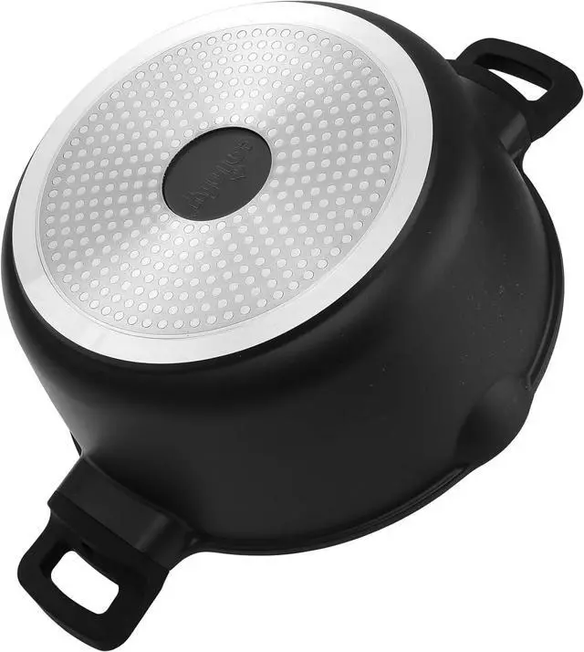 Alt view image 4 of 7 - 9.5 Inch Non Stick Pan Casserole Pot with Lid & Pour Spout - Lightweight 4.27 Quart Granite Coated Soup Pot Comfort Grip Handle - Induction Compatible PFOA Free Non Stick Pots (Black)