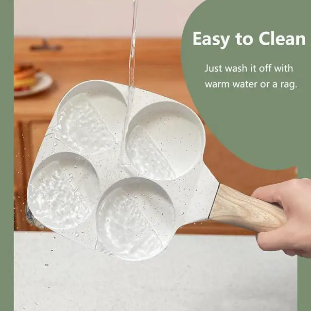 Alt view image 3 of 5 - Four Egg Frying Pan, Egg Pan Non Stick Omelette Pan, Suitable for Gas Stove Induction Cookware, Food Grade Granite Mini Egg Cooker Pan for Breakfast