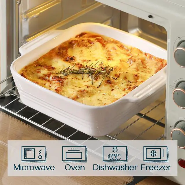 Alt view image 3 of 7 - DOWAN 8x8 Baking dish, Square Baking Pan, Ceramic Casserole Dishes for Oven, Cake Pan with Handle, for Brownie, Lasagna, Casserole, 2 Quart, Home Gift, White