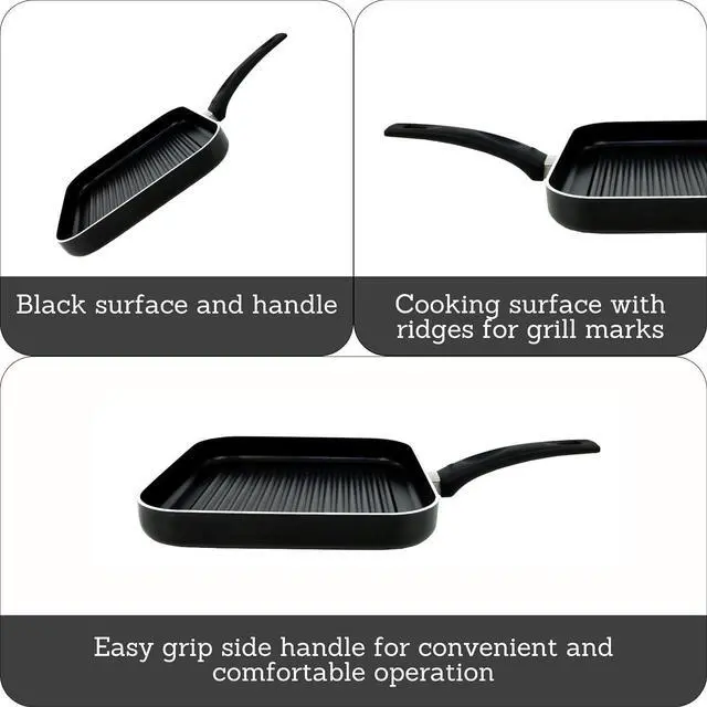 Alt view image 2 of 7 - IMUSA USA IMU-30026 Square Griddle with Ridges 10.5-Inch, Black