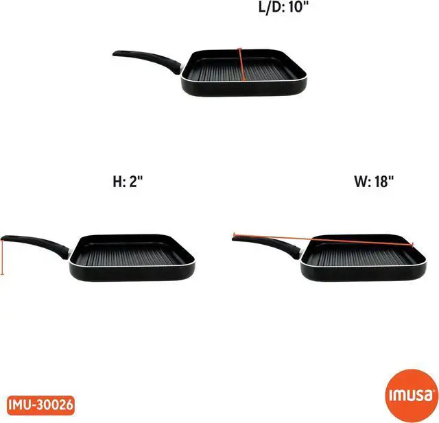 Alt view image 7 of 7 - IMUSA USA IMU-30026 Square Griddle with Ridges 10.5-Inch, Black
