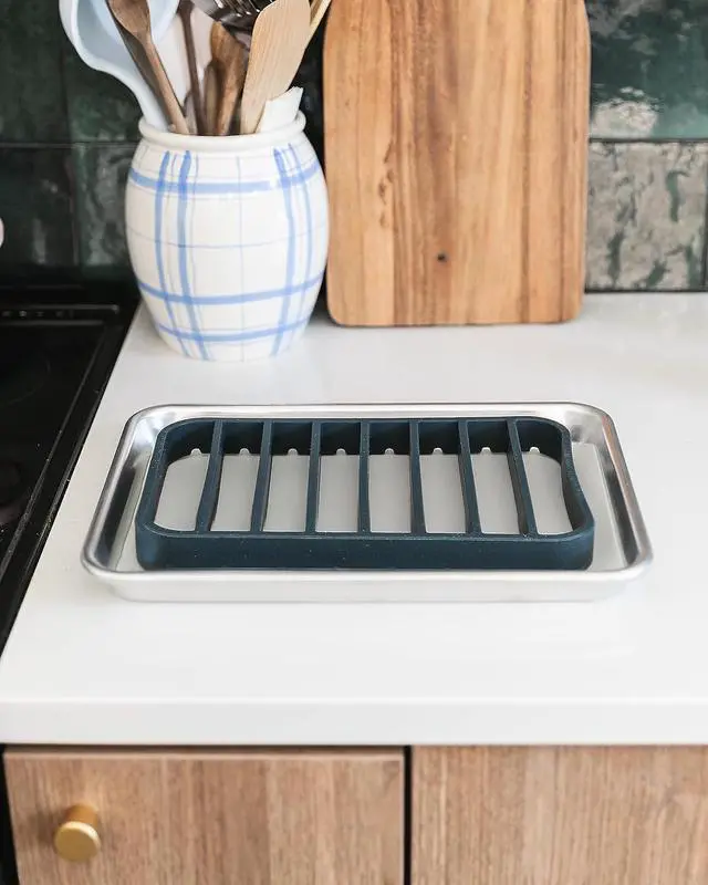 Alt view image 6 of 7 - The Silicone Kitchen Silicone Roasting Rack Pan, Dishwasher Safe, BPA Free, Non-Toxic, 7 in by 10.75 in, Navy, 2 Pack