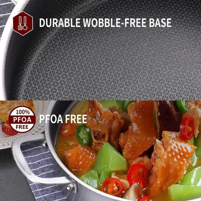 Alt view image 4 of 6 - LOLYKITCH 6 QT Tri-Ply Stainless Steel Non-Stick Sauté Pan with Lid,12 Inch Deep Frying Pan,Large Skillet,Jumbo Cooker,Induction Cooking Pan,Heavy Duty and Oven Safe.