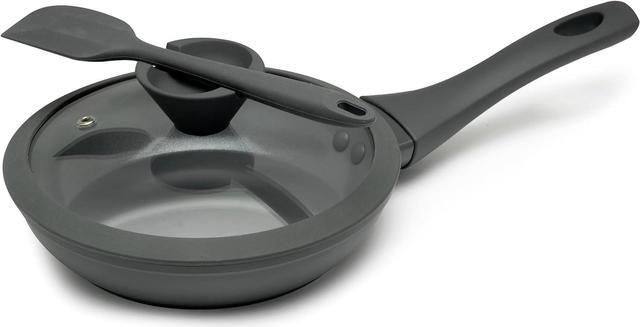 Main image of NATIVO Ceramic Nonstick Frypan Skillet, 7 inch Nontoxic Fry Pan with Ergonomic Handle, Spoon Rest Knob, Perfect Seal Lid, Egg frying pan, Omelet Pan with Silicone Spatula (GRAY)