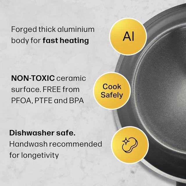Alt view image 3 of 5 - NATIVO Ceramic Nonstick Frypan Skillet, 7 inch Nontoxic Fry Pan with Ergonomic Handle, Spoon Rest Knob, Perfect Seal Lid, Egg frying pan, Omelet Pan with Silicone Spatula (GRAY)