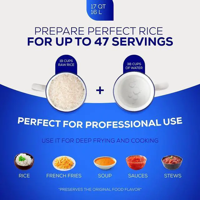 Alt view image 3 of 7 - Universal Large Caldero 47 Cups - 17 QT / 16 L, Stainless Aluminum Pot, Even Heat Distribution and Fast Cooking Dutch Oven Pot with Lid, Ergonomic Handles, Ideal for Rice, French Fries, and More
