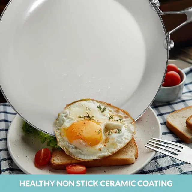 Alt view image 5 of 5 - Boxiki Kitchen Non-Stick Ceramic Frying Pan with Stainless Steel Handle - Non-Toxic, PTFE & PFOA Free 8" Egg Pan Skillet - Dishwasher and Oven Safe Fry Pan.