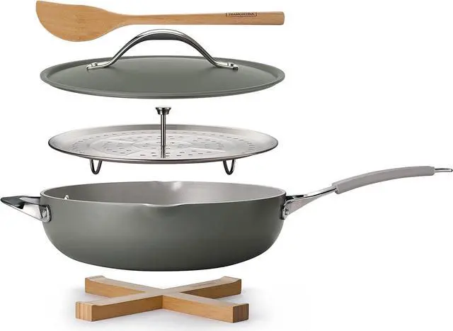 Main image of Tramontina All in One Plus Pan, 5 Qt Ceramic Non Stick (Charcoal Gray), 80110/088DS