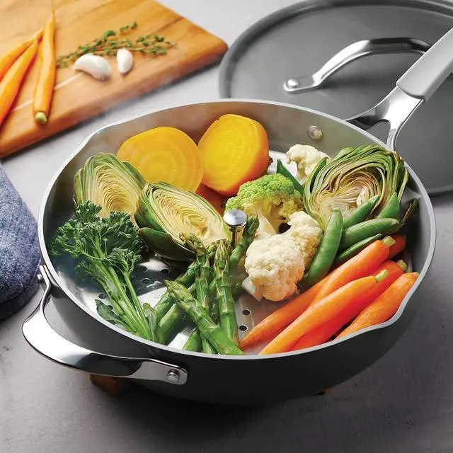 Alt view image 3 of 7 - Tramontina All in One Plus Pan, 5 Qt Ceramic Non Stick (Charcoal Gray), 80110/088DS