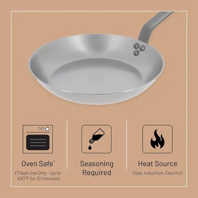 Alt view image 3 of 7 - de Buyer MINERAL B Carbon Steel Omelette Pan - 9.5 - Naturally Nonstick - Made in France