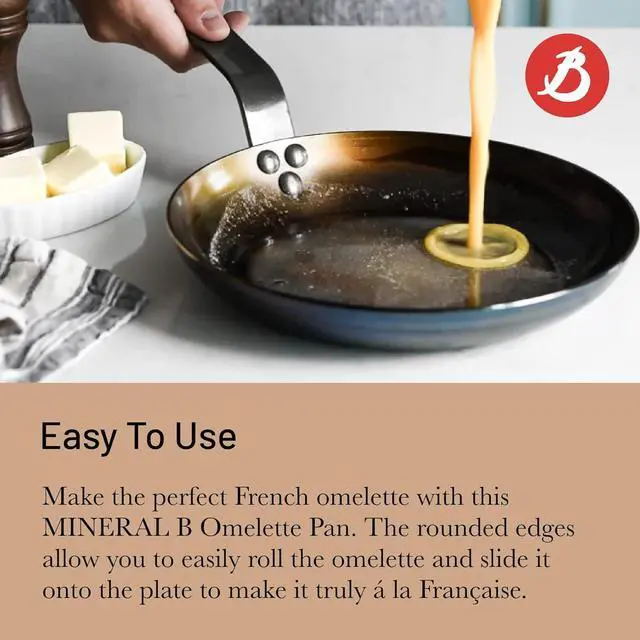 Alt view image 4 of 7 - de Buyer MINERAL B Carbon Steel Omelette Pan - 9.5 - Naturally Nonstick - Made in France
