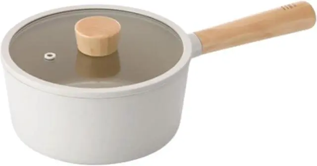 Alt view image 2 of 3 - FIKA Kitchen Nonstick 1.7QT Sauce Pan with Glass Lid, Butter Warmer, Melting Saucepot, Induction Compatible Cookware, Healthy Cooking Ceramic Coating Pot with Wood Handle, Made in Korea (7"/ 18cm)