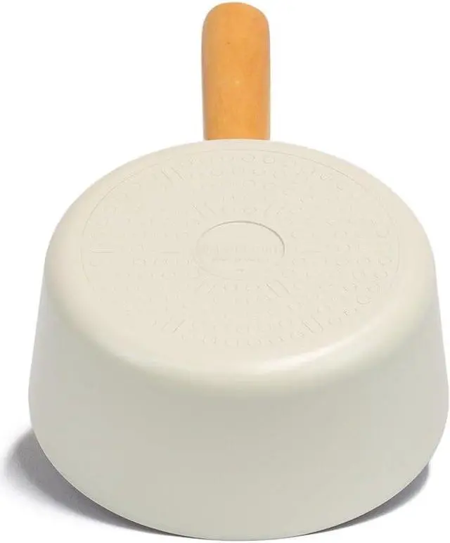 Alt view image 3 of 3 - FIKA Kitchen Nonstick 1.7QT Sauce Pan with Glass Lid, Butter Warmer, Melting Saucepot, Induction Compatible Cookware, Healthy Cooking Ceramic Coating Pot with Wood Handle, Made in Korea (7"/ 18cm)