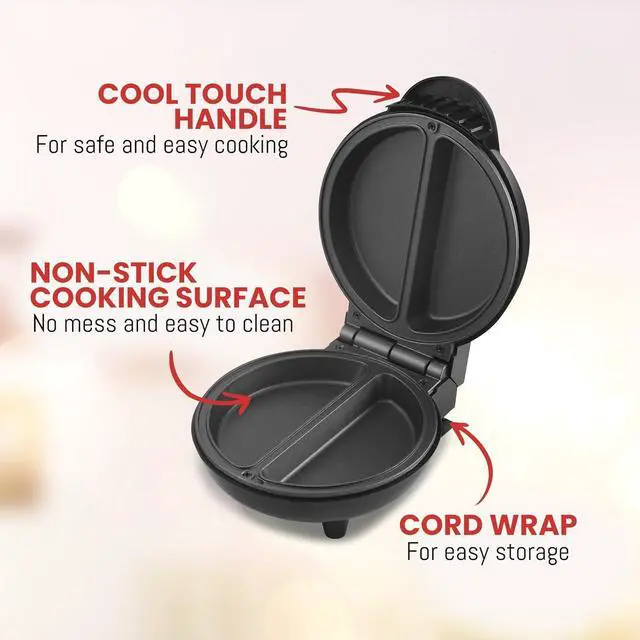 Alt view image 2 of 6 - Elite Gourmet EOM123 Non-Stick Omelet, Frittata, Snack Pocket Maker, Dessert Maker, 2 Individual 5.6" Omelets, Stainless Steel