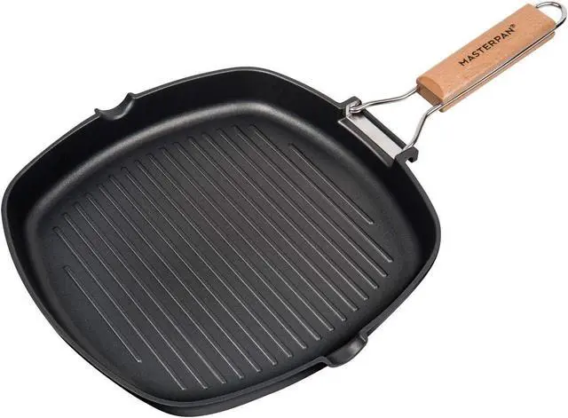Alt view image 4 of 7 - Non-Stick Grill Pan Wooden, 11", Folding Handles